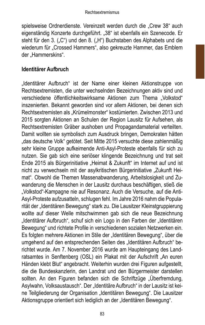 Seite 85 des Verfassungsschutzbericht 2016 Brandenburg