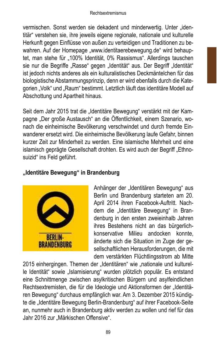 Seite 91 des Verfassungsschutzbericht 2016 Brandenburg