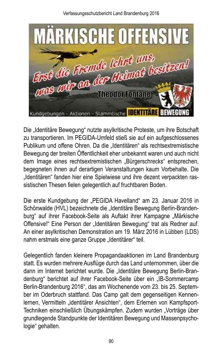 Seite 92 des Verfassungsschutzbericht 2016 Brandenburg