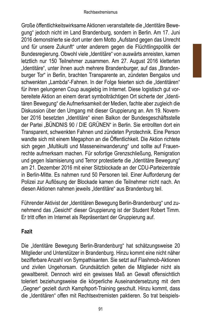 Seite 93 des Verfassungsschutzbericht 2016 Brandenburg