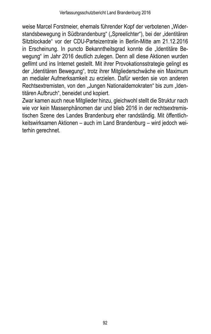 Seite 94 des Verfassungsschutzbericht 2016 Brandenburg