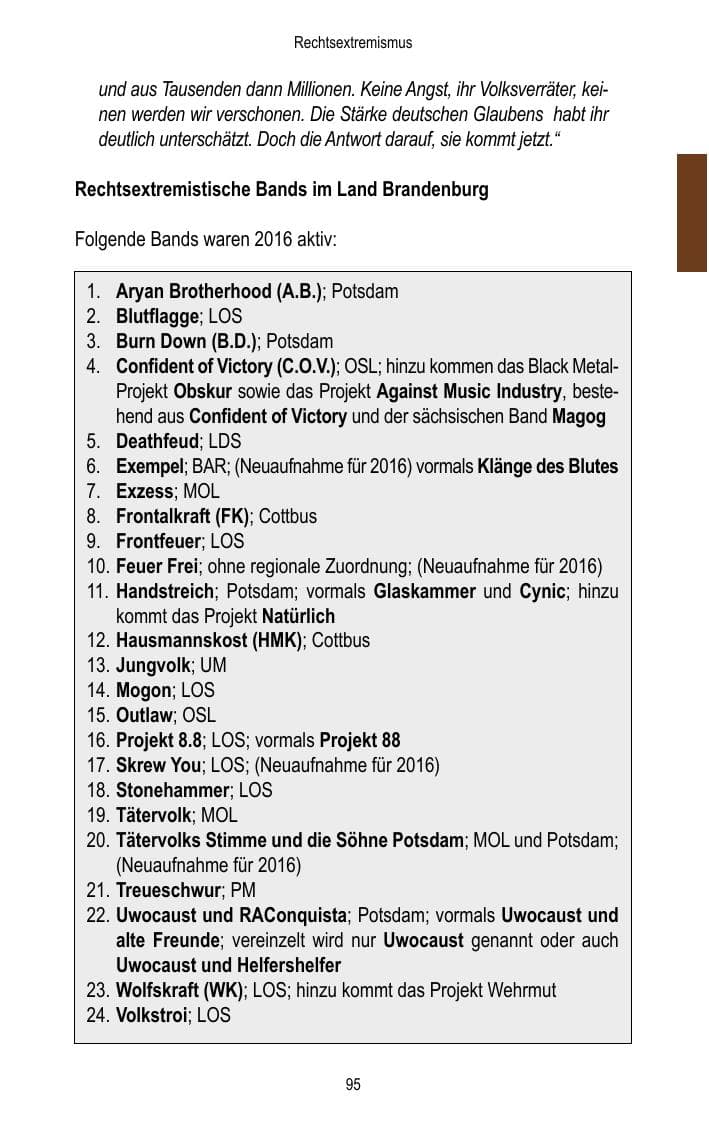 Seite 97 des Verfassungsschutzbericht 2016 Brandenburg