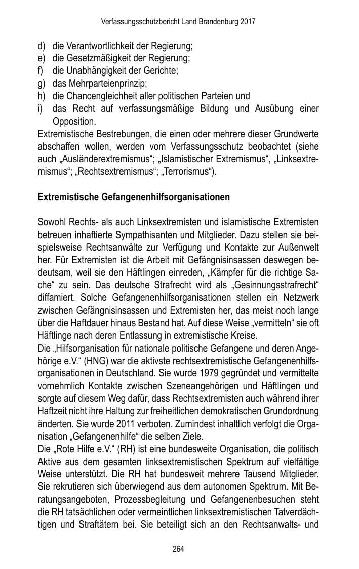 Seite 266 des Verfassungsschutzbericht 2017 Brandenburg