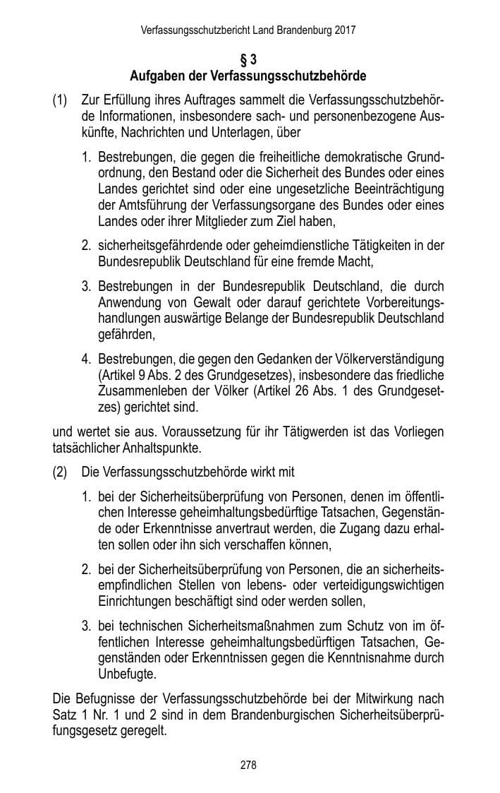 Seite 280 des Verfassungsschutzbericht 2017 Brandenburg
