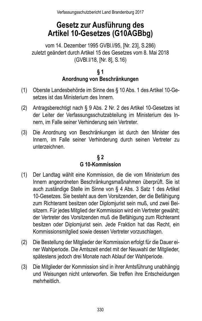 Seite 332 des Verfassungsschutzbericht 2017 Brandenburg