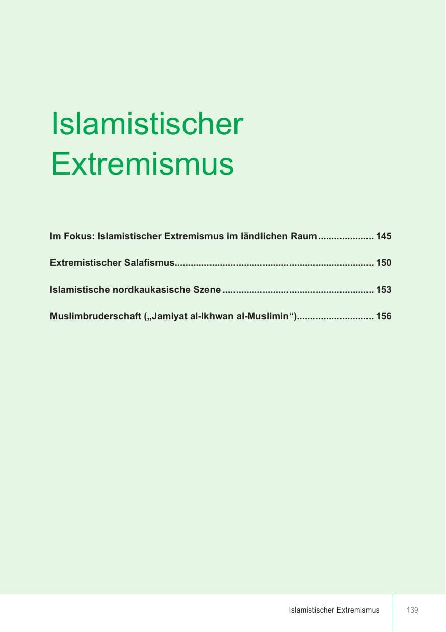 Seite 139 des Verfassungsschutzbericht 2018 Brandenburg