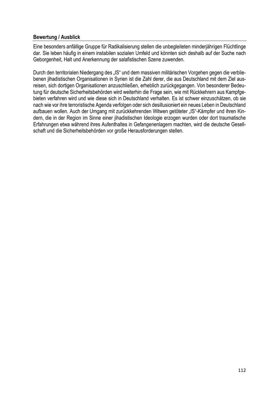 Seite 112 des Verfassungsschutzbericht 2019 Brandenburg