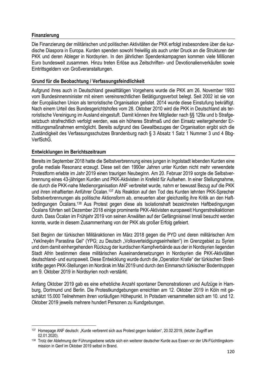 Seite 120 des Verfassungsschutzbericht 2019 Brandenburg