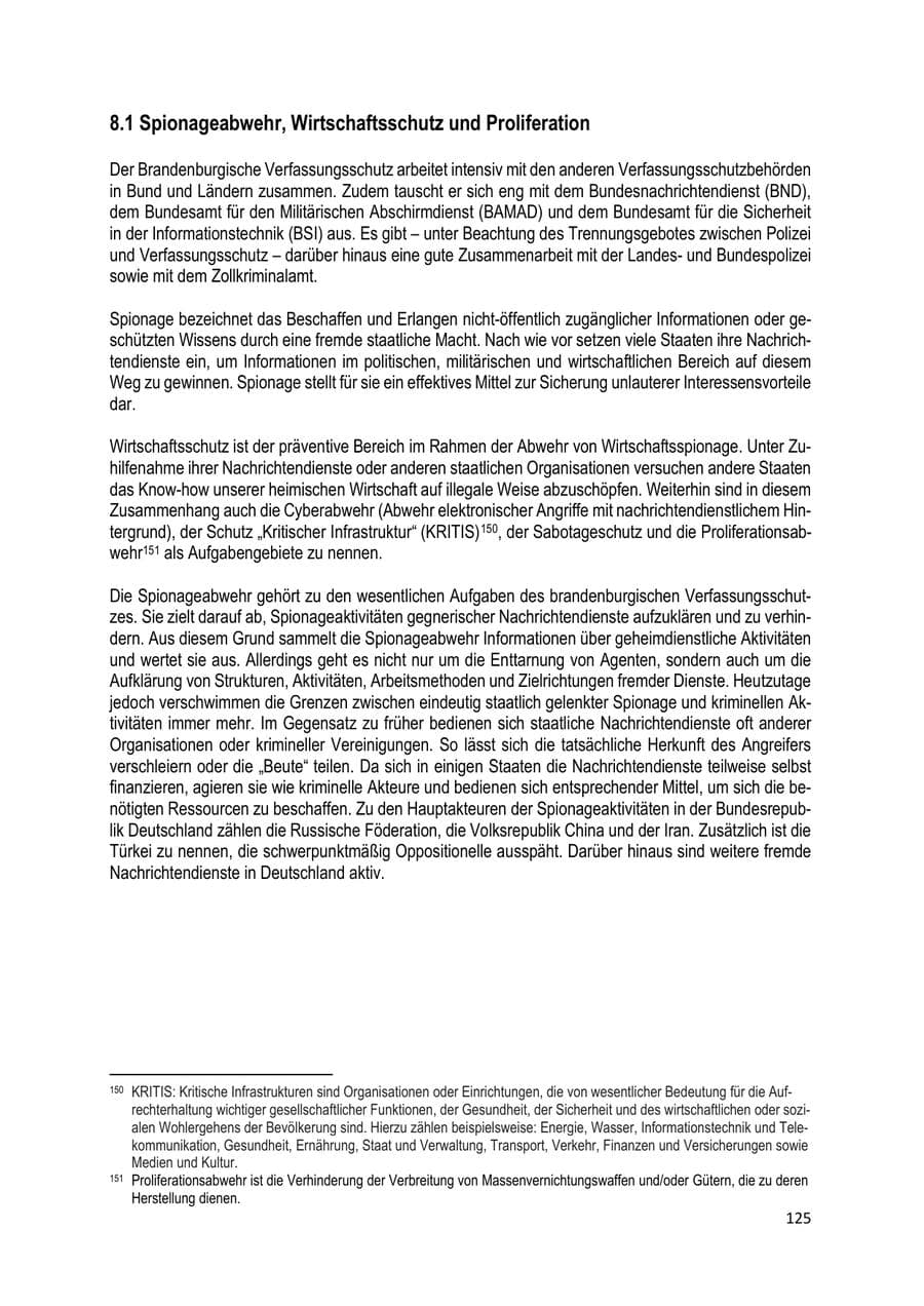 Seite 125 des Verfassungsschutzbericht 2019 Brandenburg
