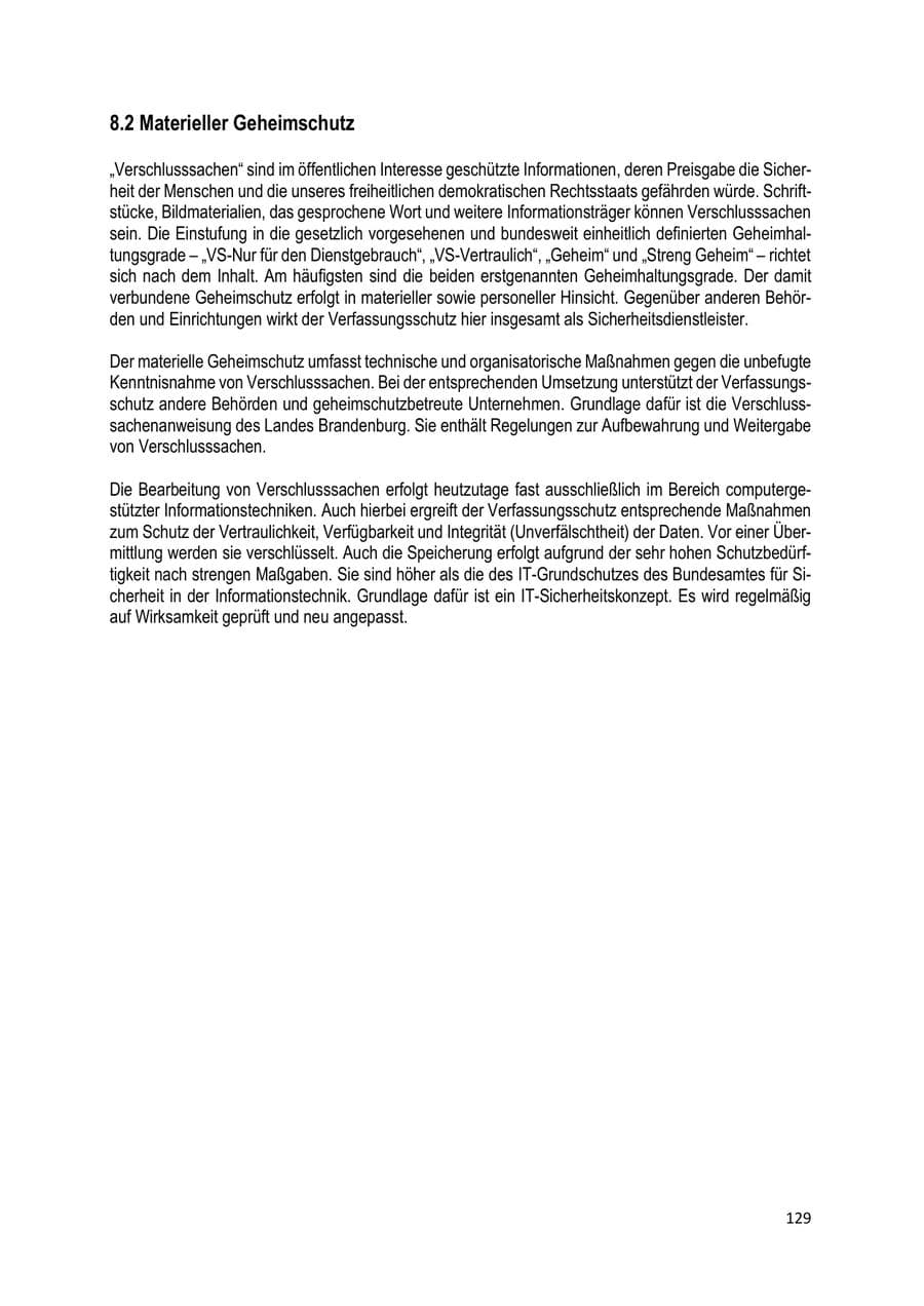 Seite 129 des Verfassungsschutzbericht 2019 Brandenburg