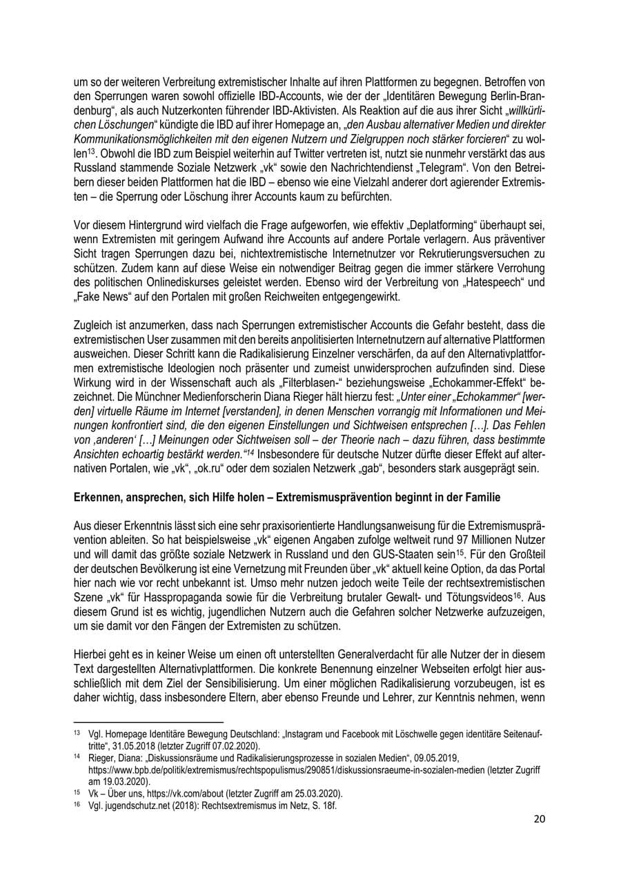 Seite 20 des Verfassungsschutzbericht 2019 Brandenburg