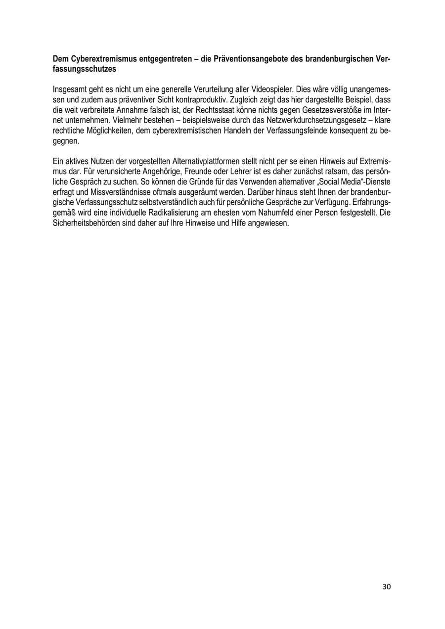 Seite 30 des Verfassungsschutzbericht 2019 Brandenburg