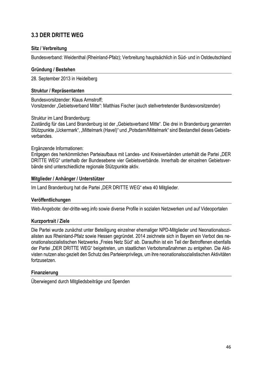Seite 46 des Verfassungsschutzbericht 2019 Brandenburg