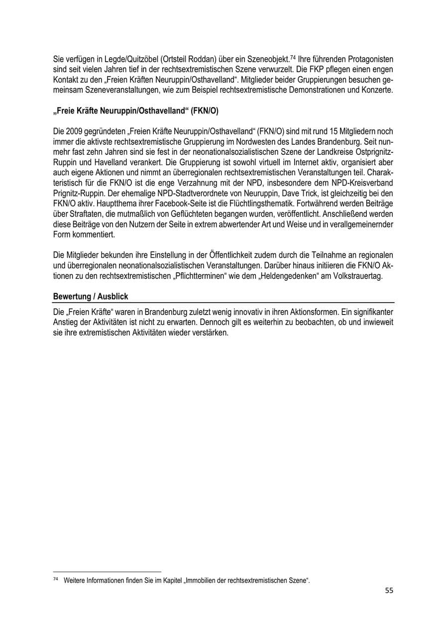 Seite 55 des Verfassungsschutzbericht 2019 Brandenburg