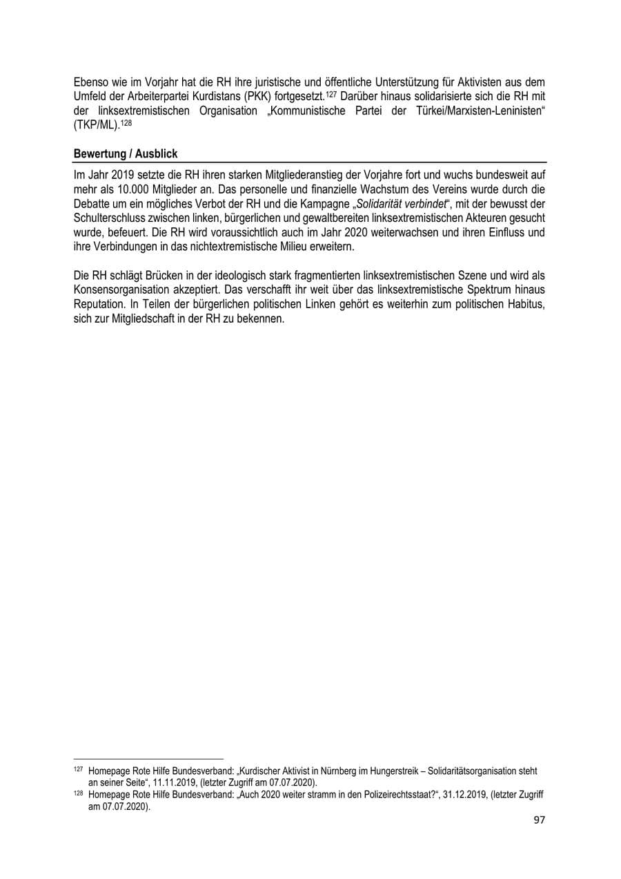 Seite 97 des Verfassungsschutzbericht 2019 Brandenburg