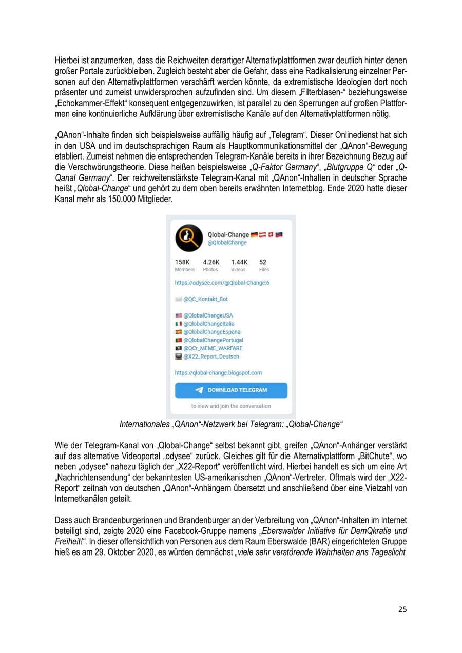 Seite 25 des Verfassungsschutzbericht 2020 Brandenburg