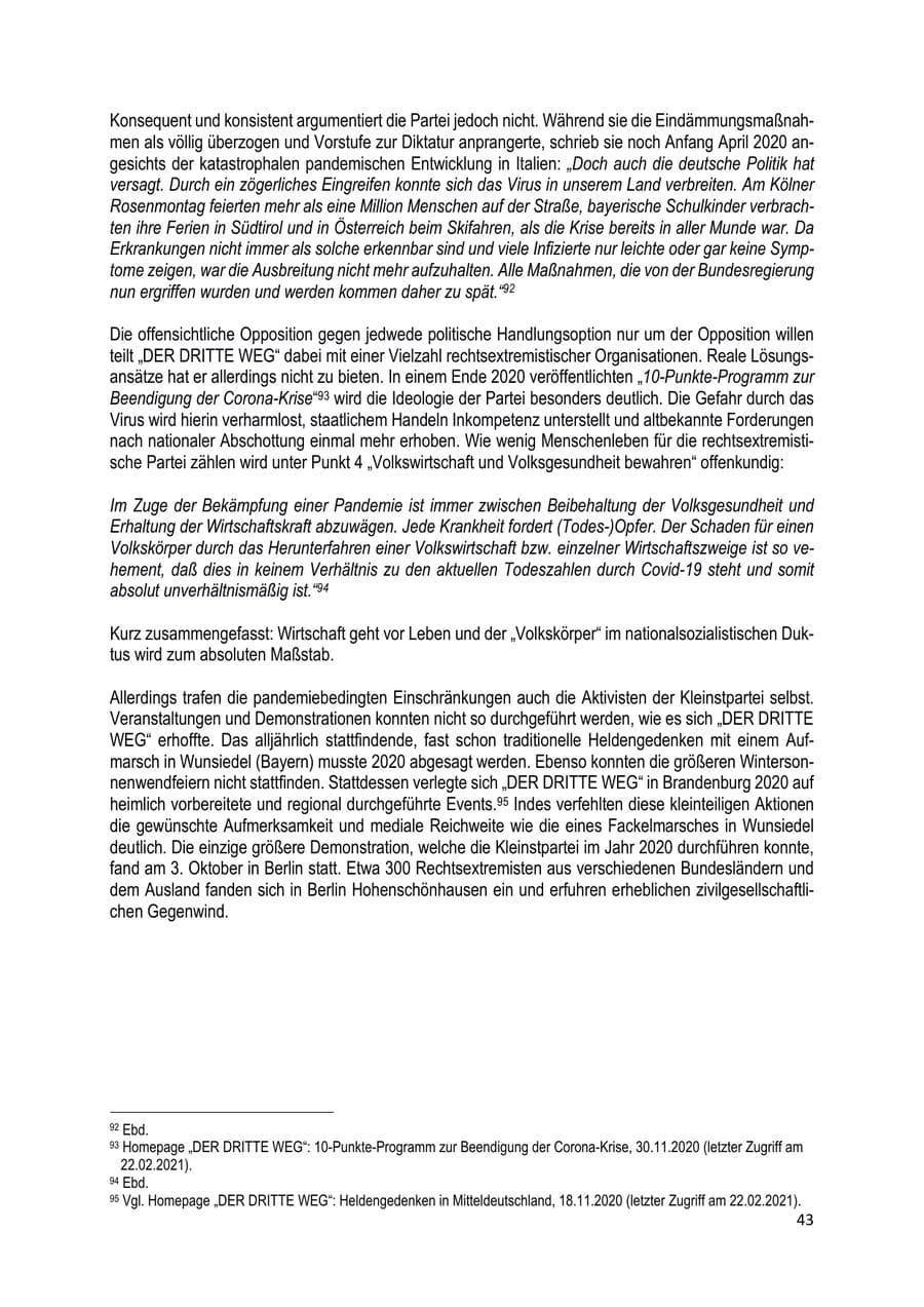 Seite 43 des Verfassungsschutzbericht 2020 Brandenburg