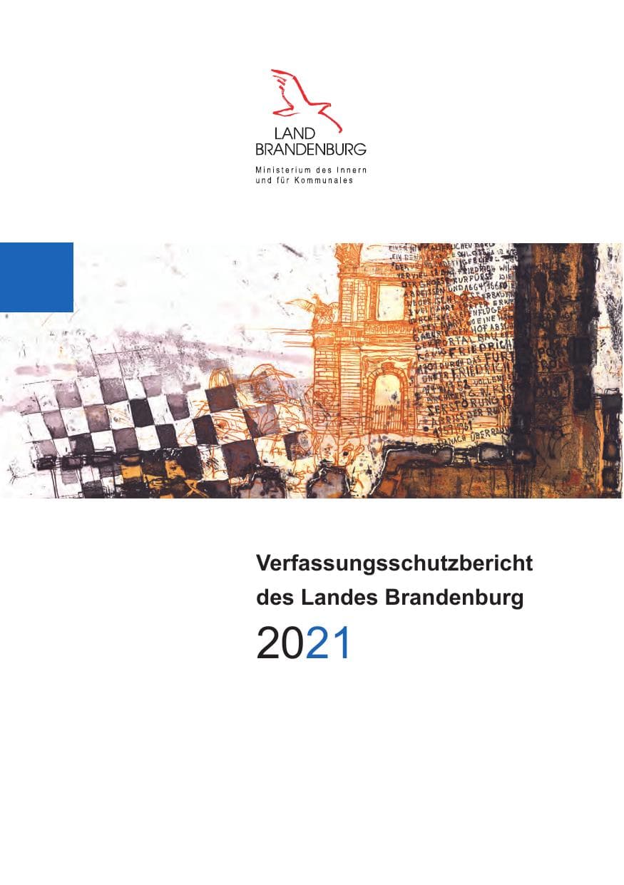 Seite 1 des Verfassungsschutzbericht 2021 Brandenburg