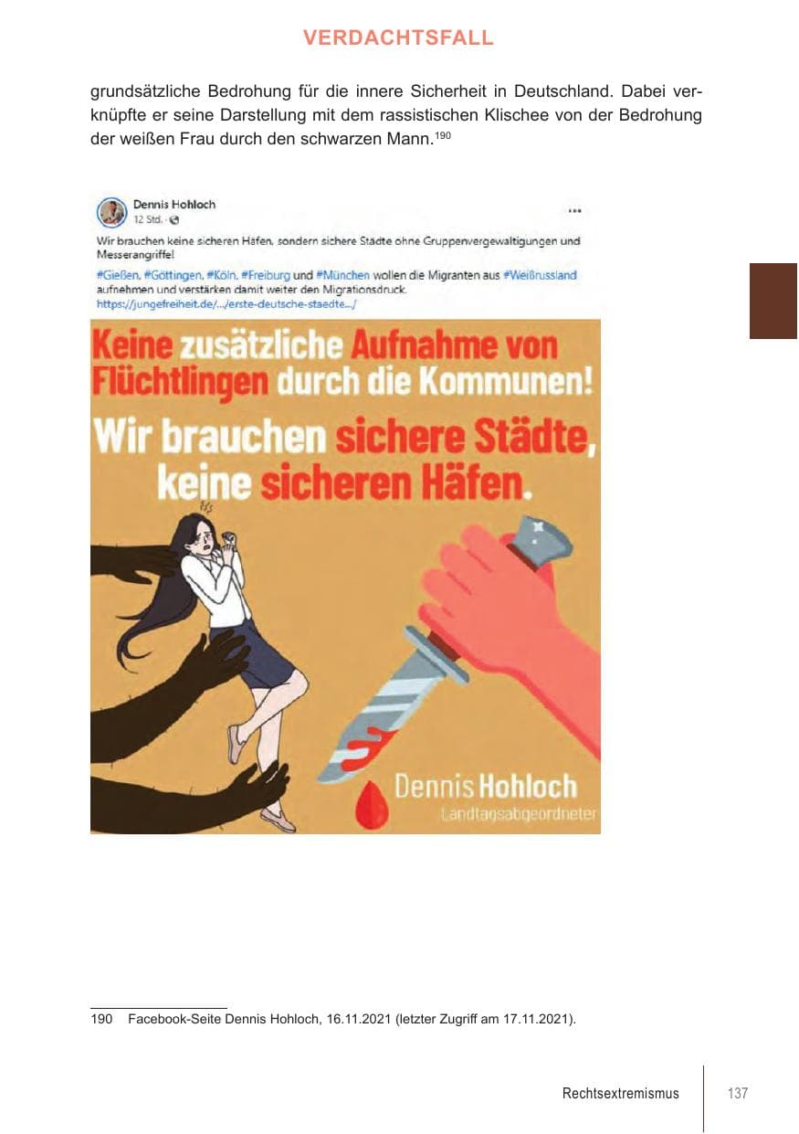 Seite 137 des Verfassungsschutzbericht 2021 Brandenburg