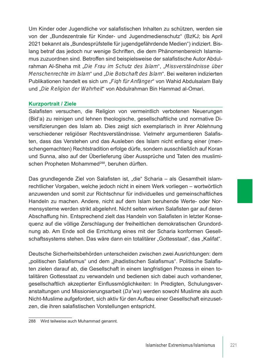Seite 221 des Verfassungsschutzbericht 2021 Brandenburg