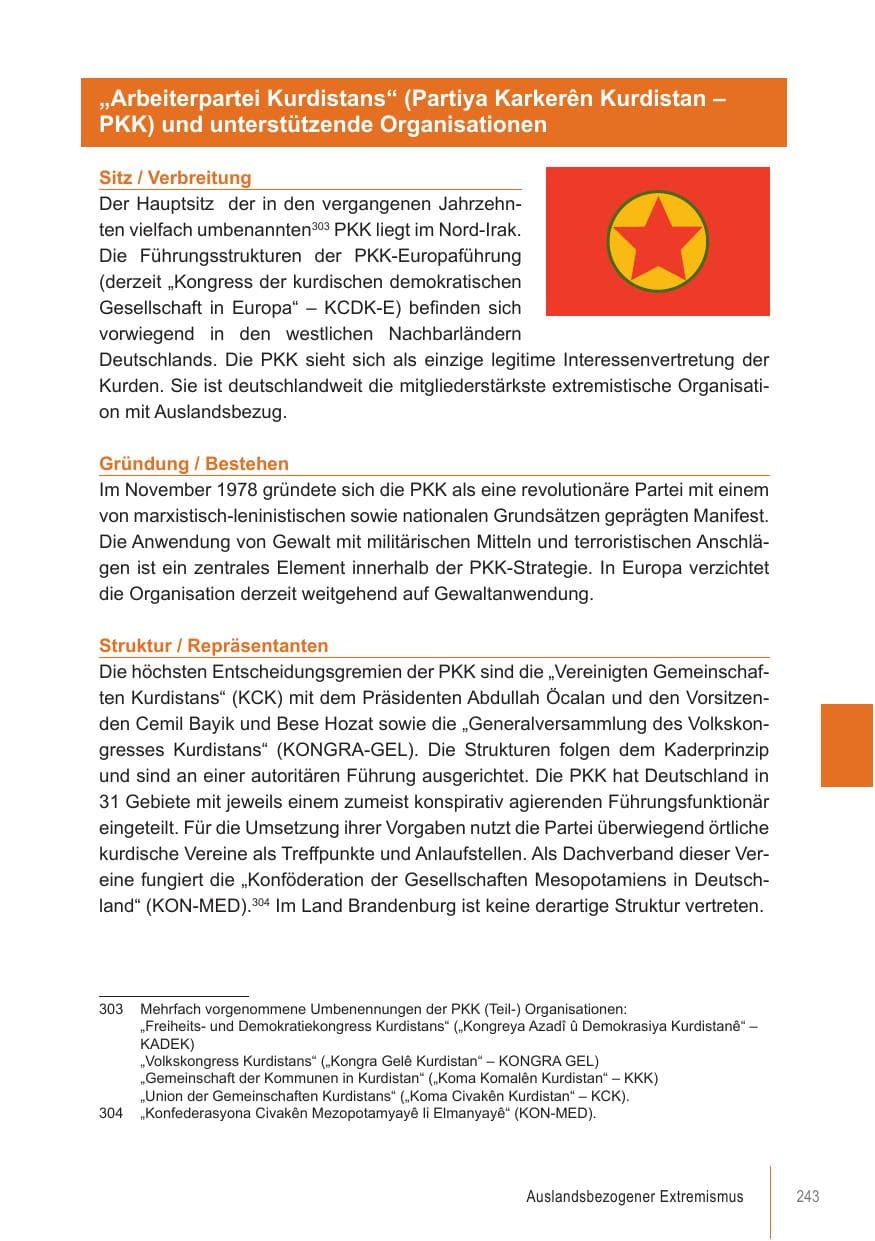 Seite 243 des Verfassungsschutzbericht 2021 Brandenburg