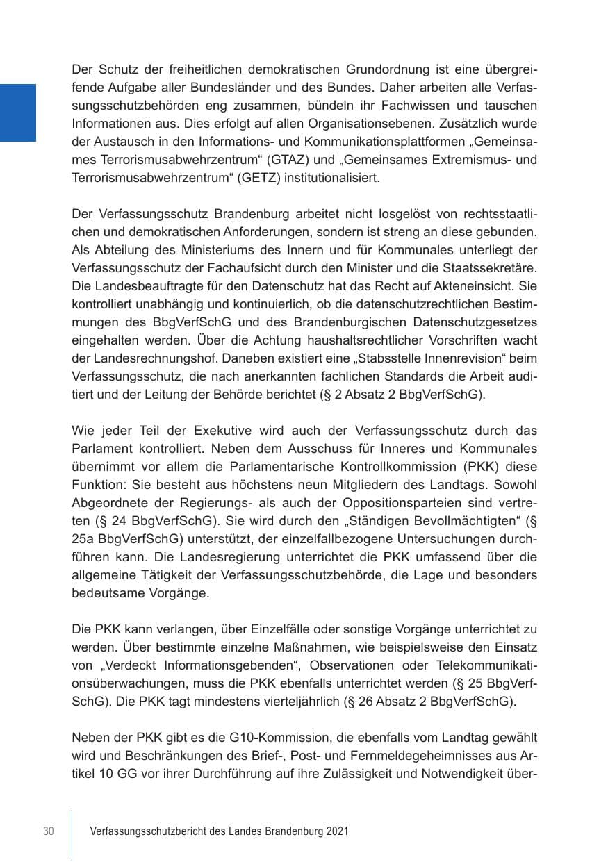 Seite 30 des Verfassungsschutzbericht 2021 Brandenburg