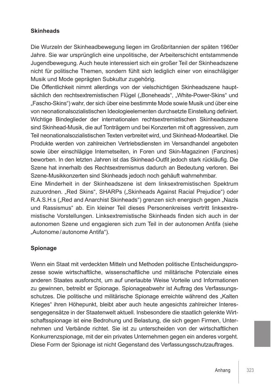 Seite 323 des Verfassungsschutzbericht 2021 Brandenburg