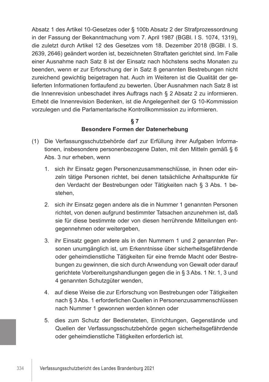 Seite 334 des Verfassungsschutzbericht 2021 Brandenburg