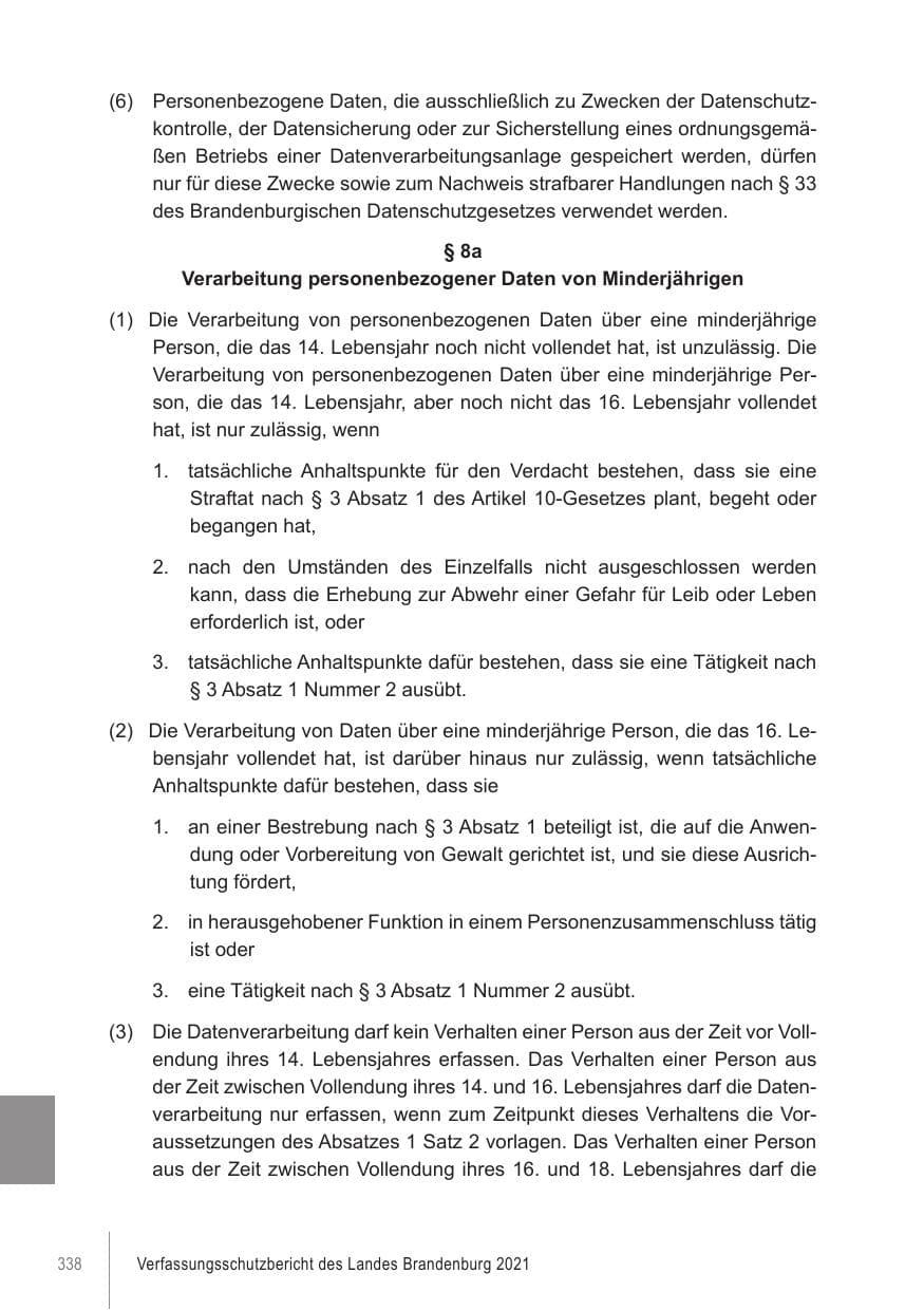 Seite 338 des Verfassungsschutzbericht 2021 Brandenburg