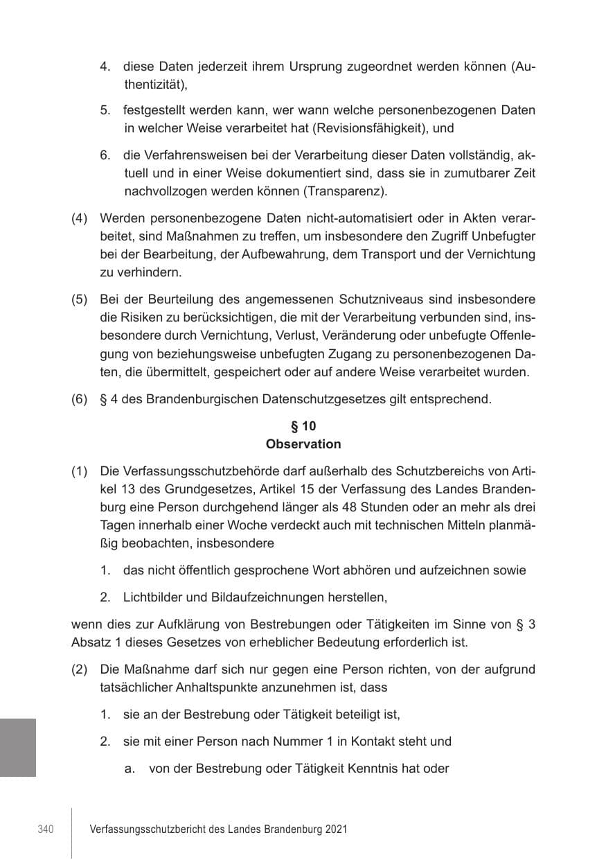 Seite 340 des Verfassungsschutzbericht 2021 Brandenburg