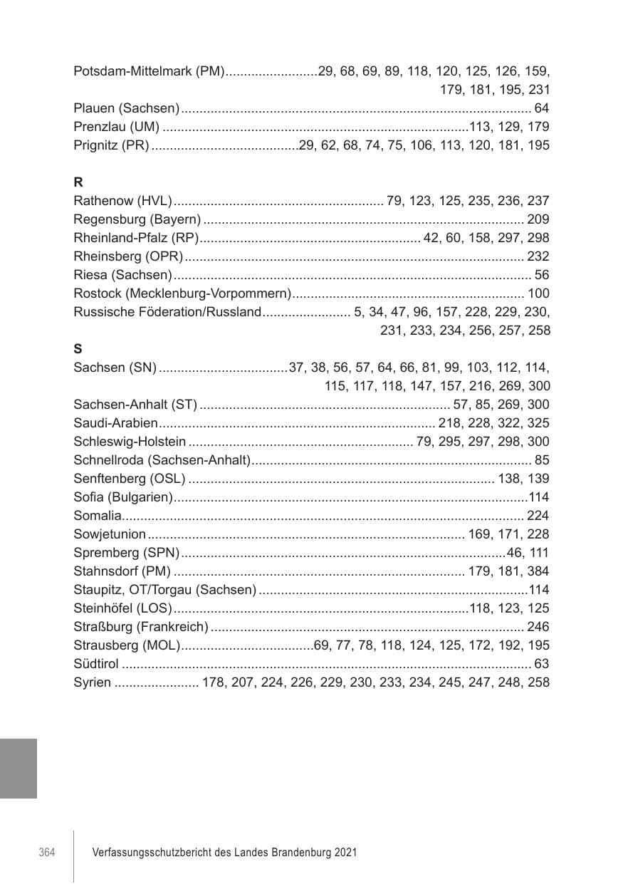 Seite 364 des Verfassungsschutzbericht 2021 Brandenburg
