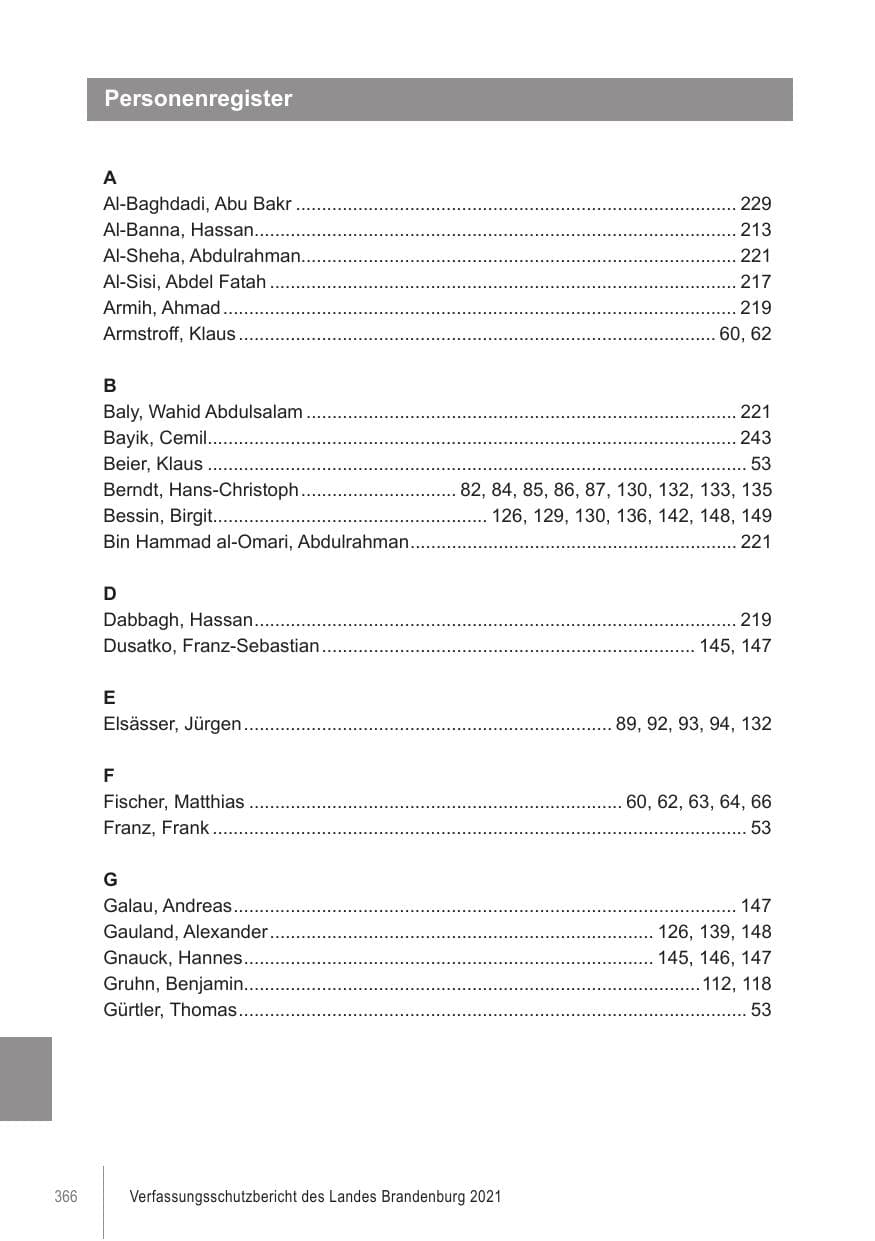 Seite 366 des Verfassungsschutzbericht 2021 Brandenburg
