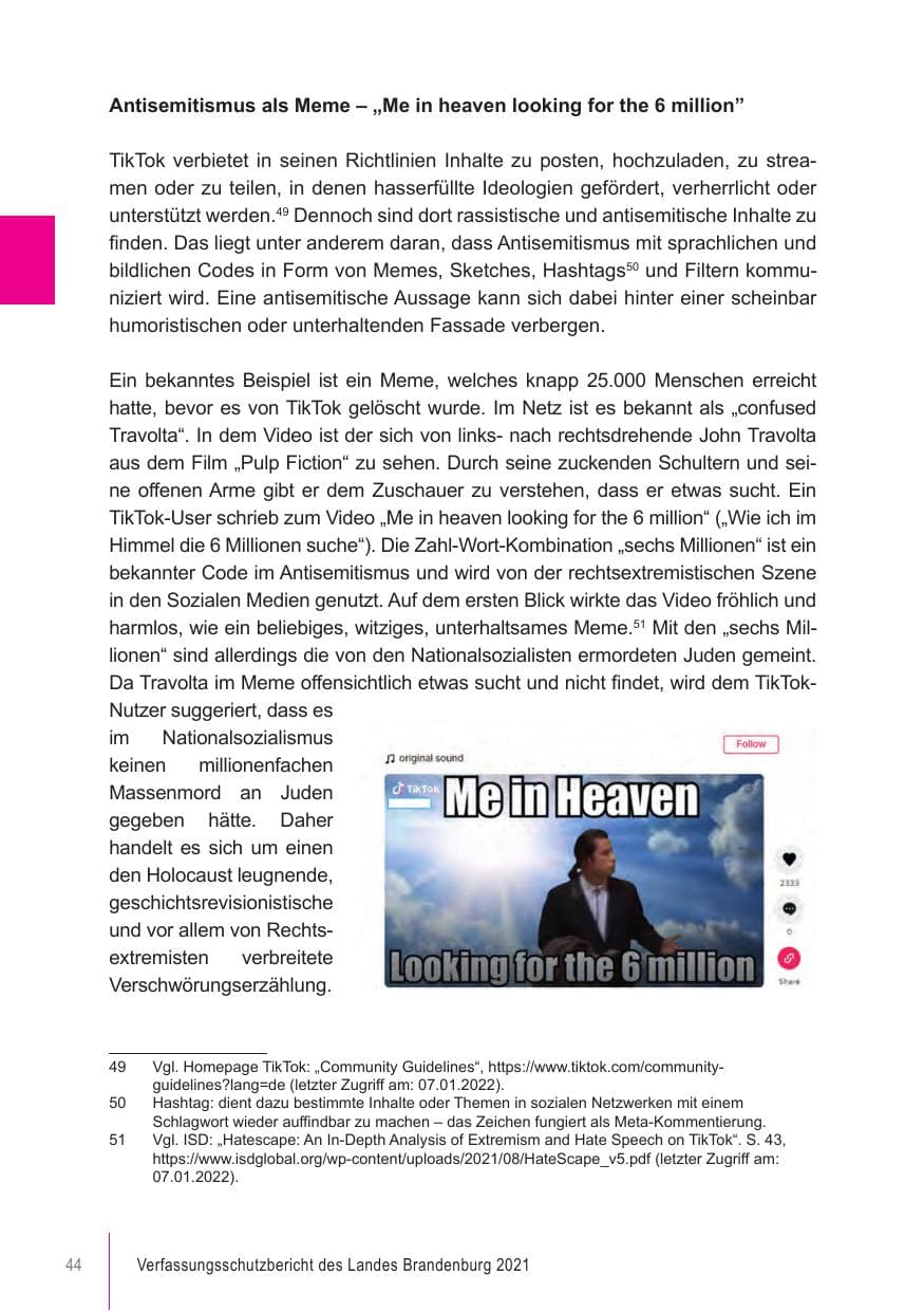 Seite 44 des Verfassungsschutzbericht 2021 Brandenburg