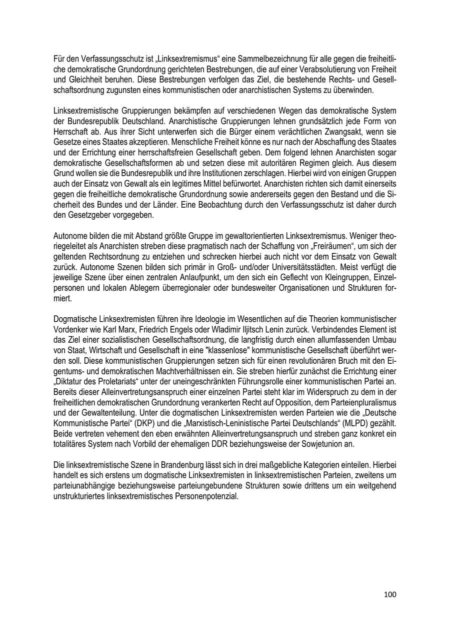 Seite 101 des Verfassungsschutzbericht 2022 Brandenburg