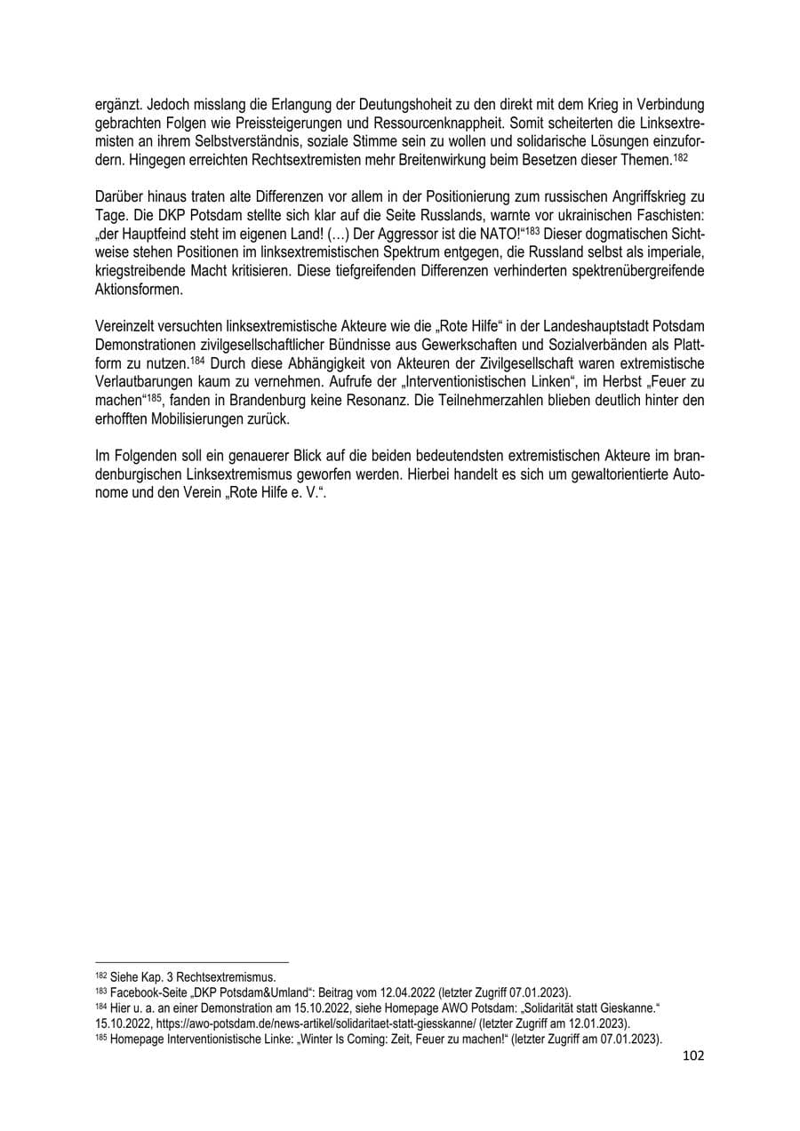 Seite 103 des Verfassungsschutzbericht 2022 Brandenburg