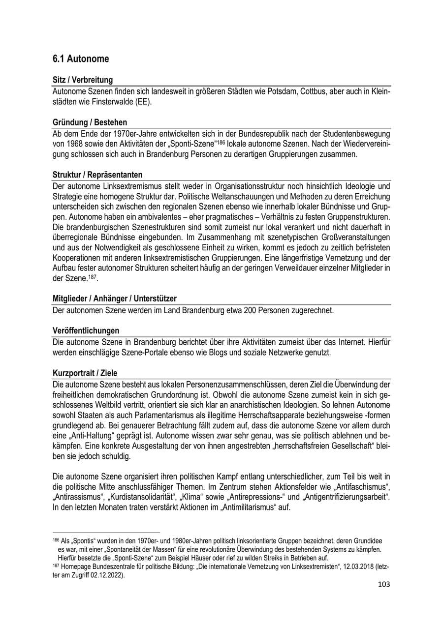 Seite 104 des Verfassungsschutzbericht 2022 Brandenburg
