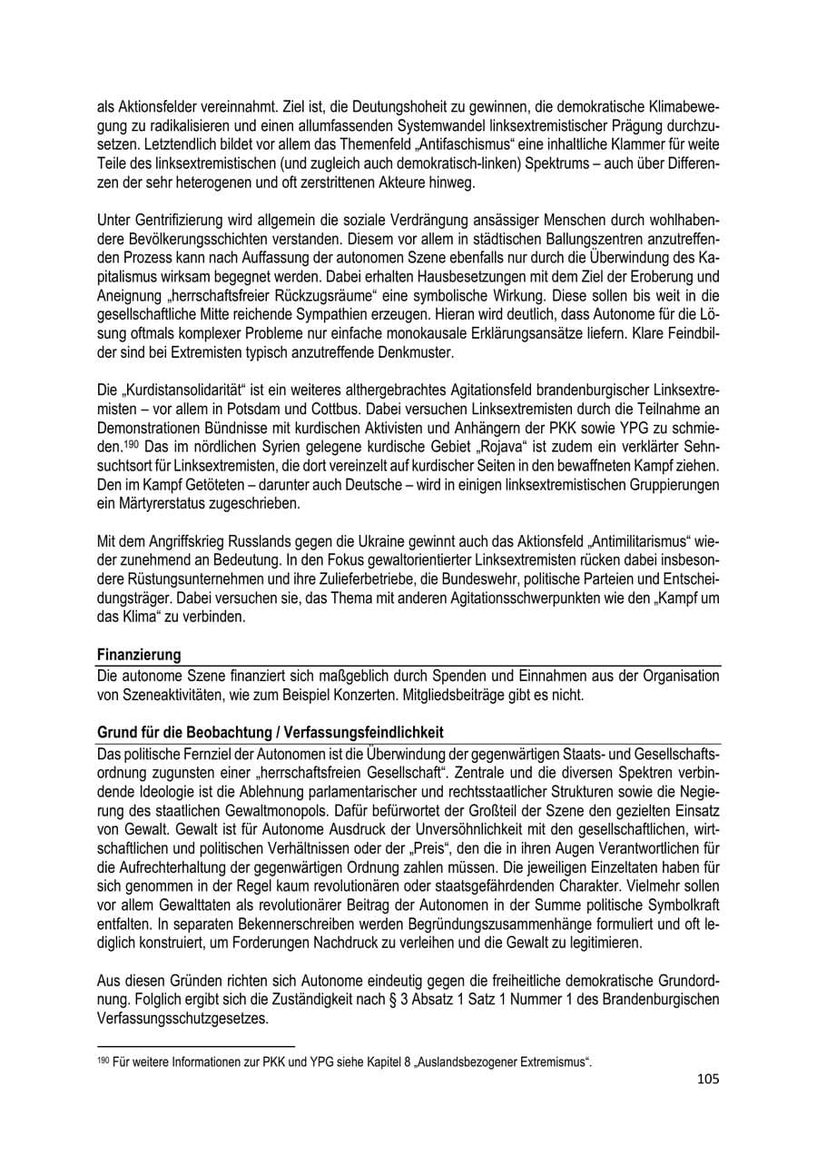 Seite 106 des Verfassungsschutzbericht 2022 Brandenburg