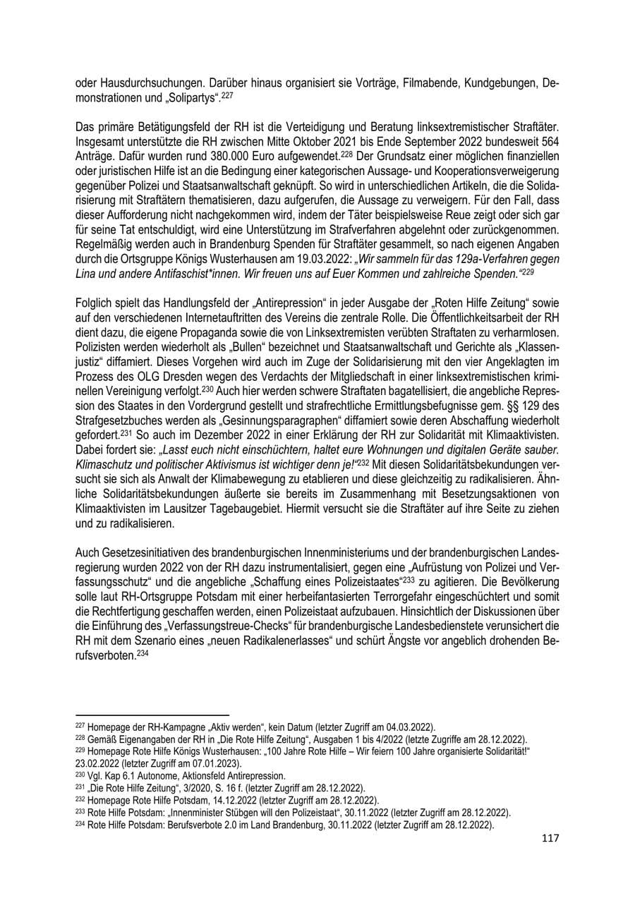 Seite 118 des Verfassungsschutzbericht 2022 Brandenburg