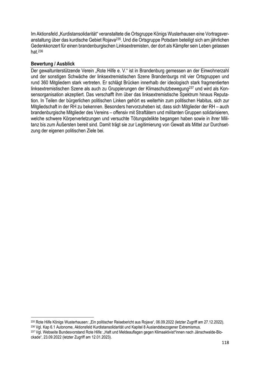 Seite 119 des Verfassungsschutzbericht 2022 Brandenburg