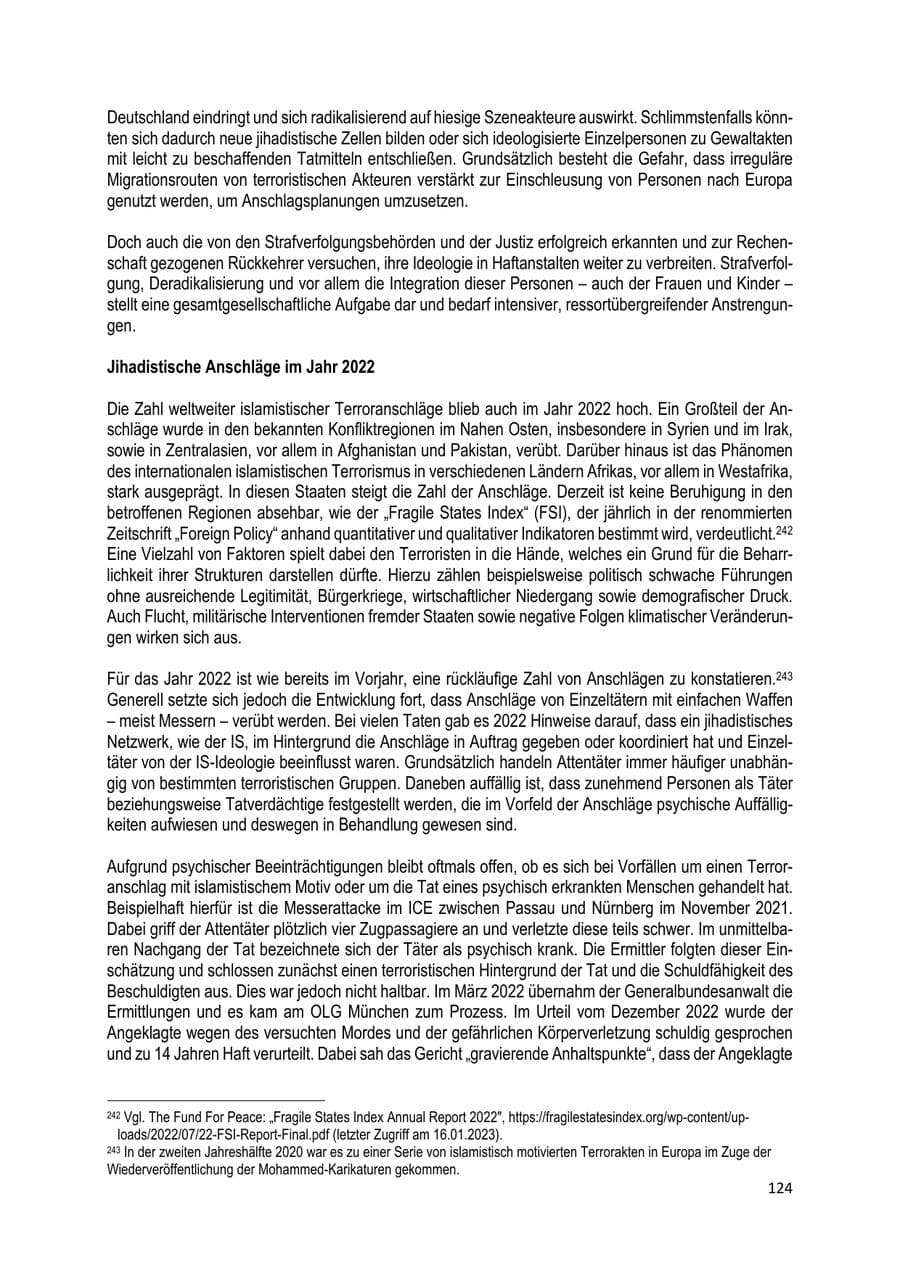 Seite 125 des Verfassungsschutzbericht 2022 Brandenburg