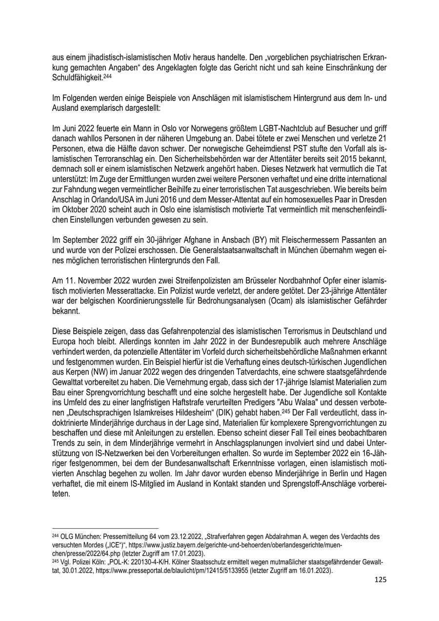 Seite 126 des Verfassungsschutzbericht 2022 Brandenburg