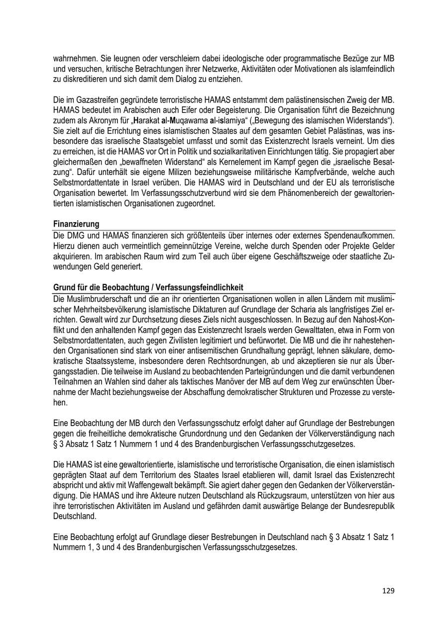 Seite 130 des Verfassungsschutzbericht 2022 Brandenburg