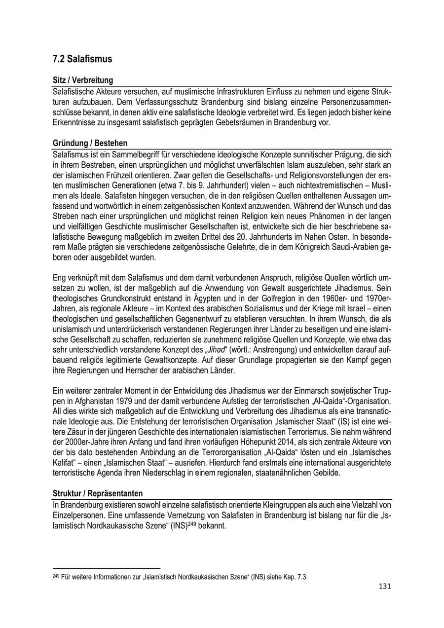 Seite 132 des Verfassungsschutzbericht 2022 Brandenburg