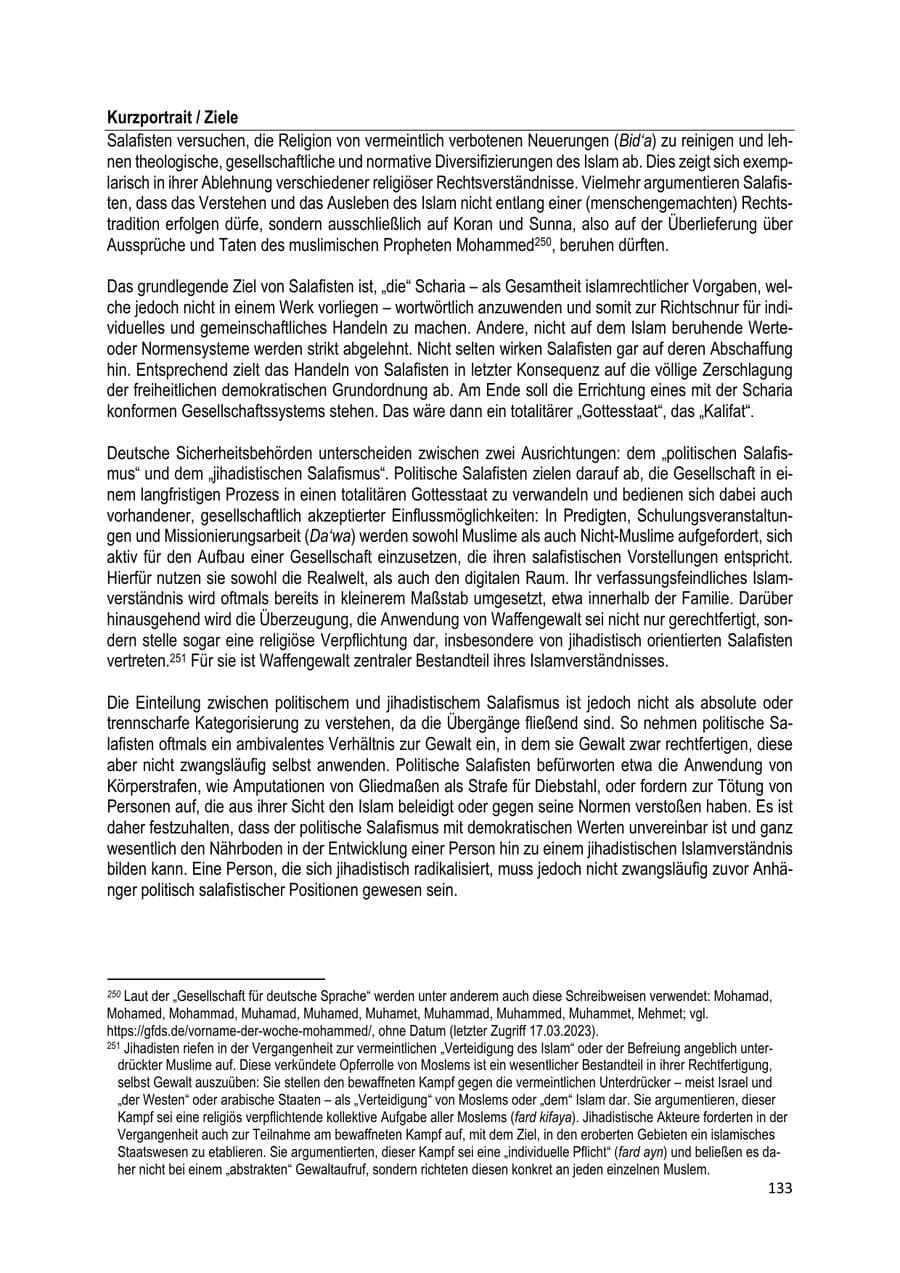 Seite 134 des Verfassungsschutzbericht 2022 Brandenburg