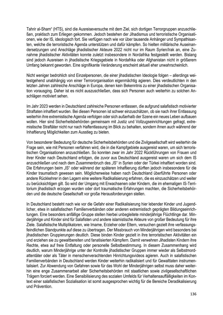 Seite 137 des Verfassungsschutzbericht 2022 Brandenburg