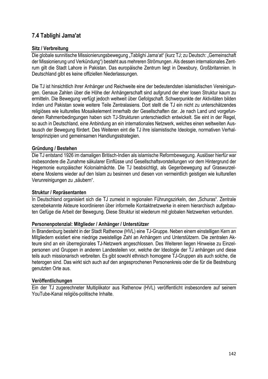 Seite 143 des Verfassungsschutzbericht 2022 Brandenburg