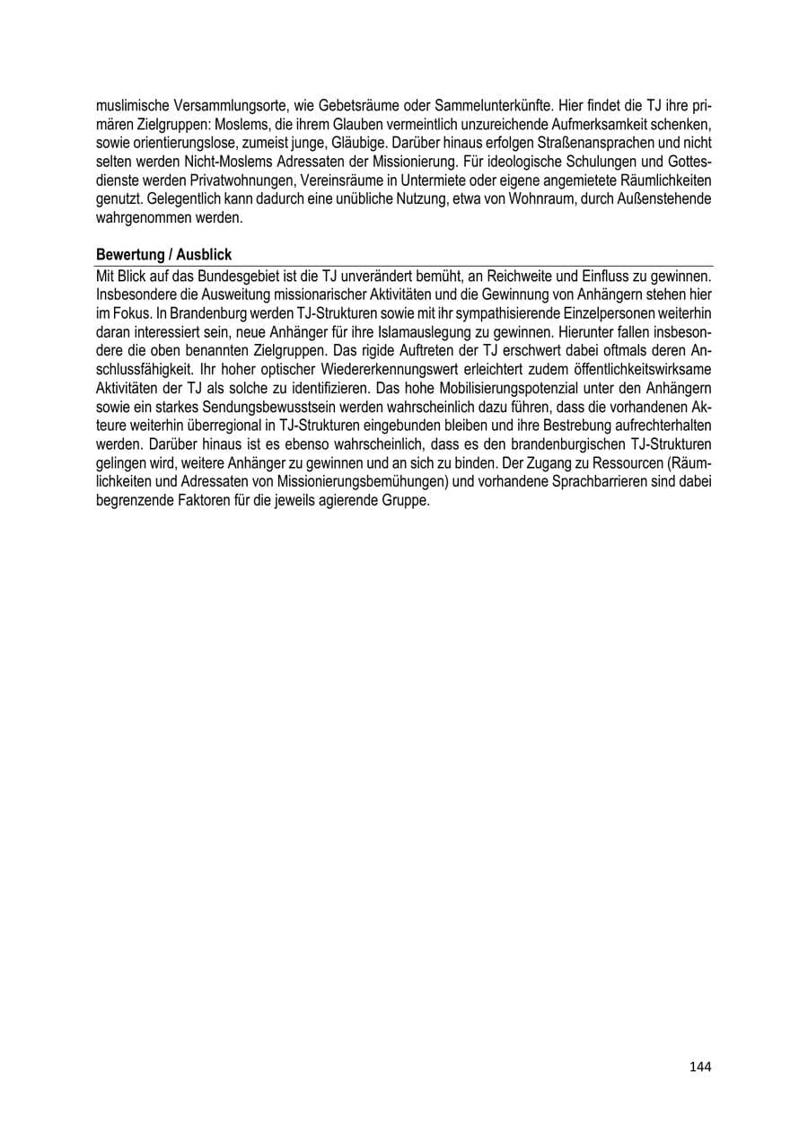 Seite 145 des Verfassungsschutzbericht 2022 Brandenburg