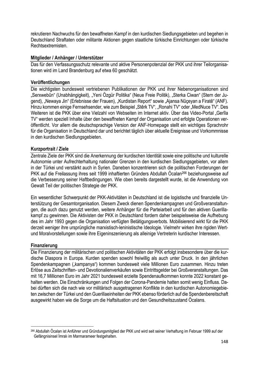 Seite 149 des Verfassungsschutzbericht 2022 Brandenburg