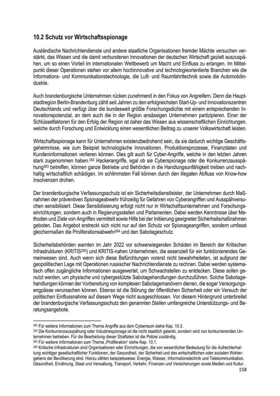 Seite 159 des Verfassungsschutzbericht 2022 Brandenburg