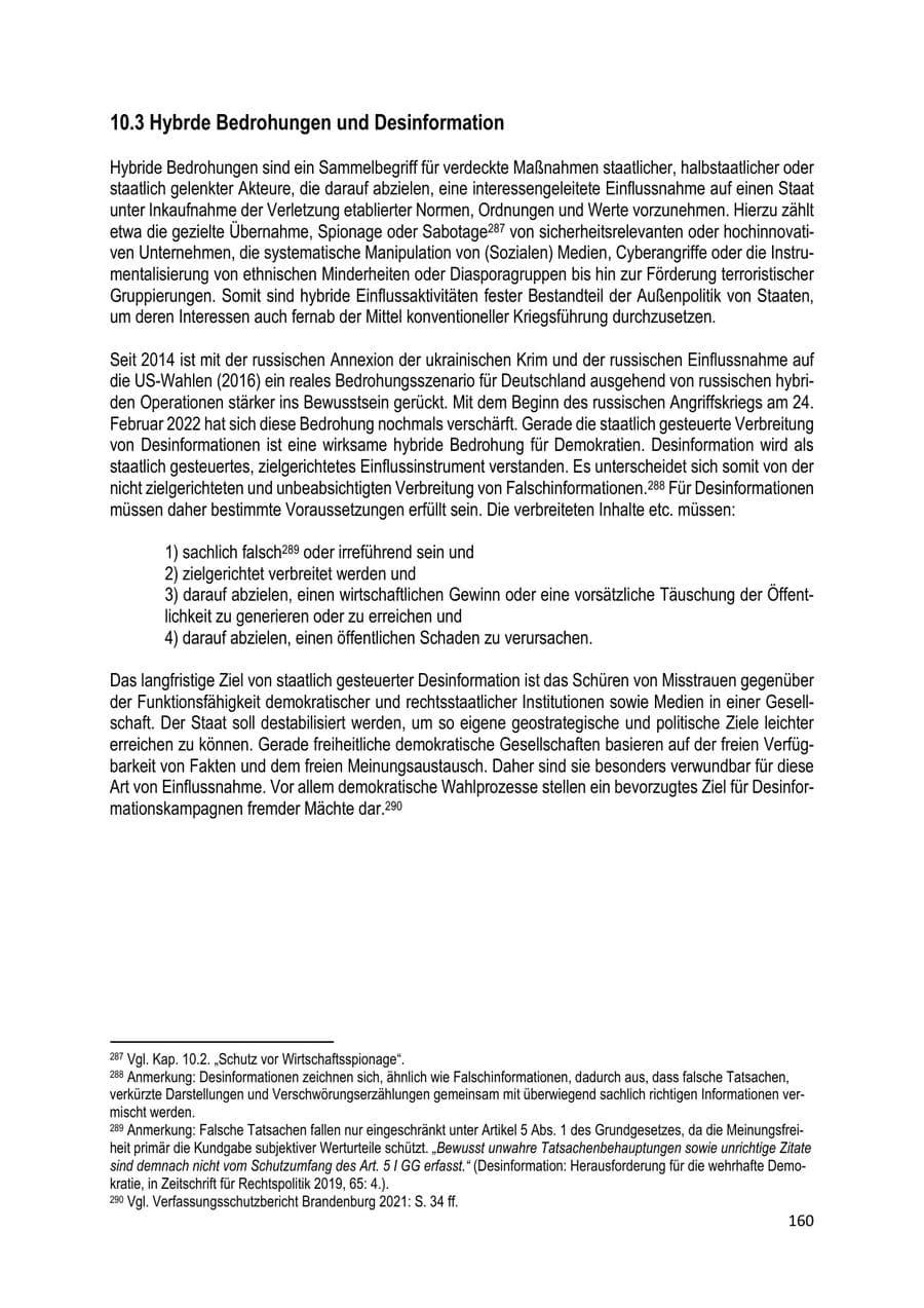 Seite 161 des Verfassungsschutzbericht 2022 Brandenburg